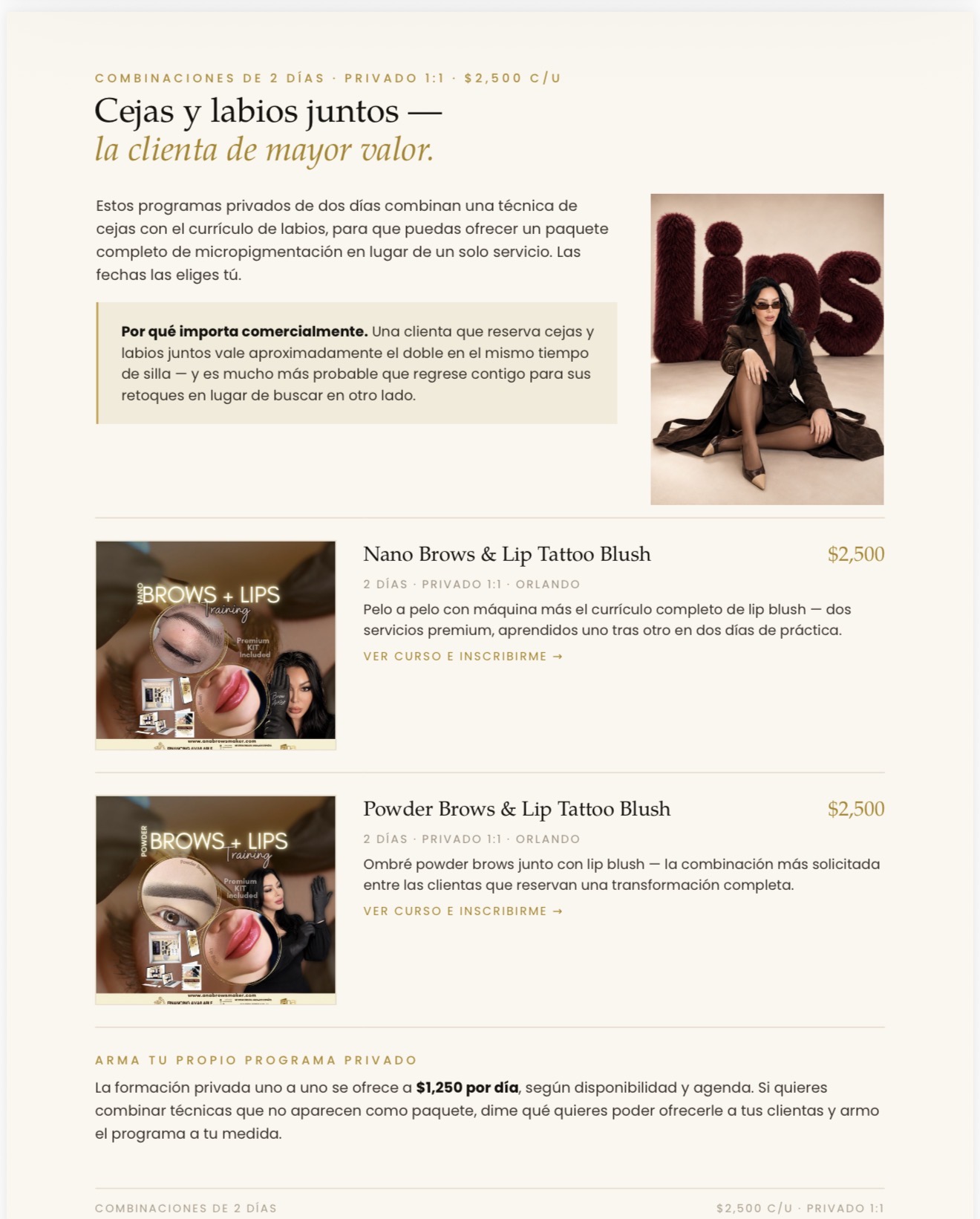 Combinaciones de dos días — cejas y labios