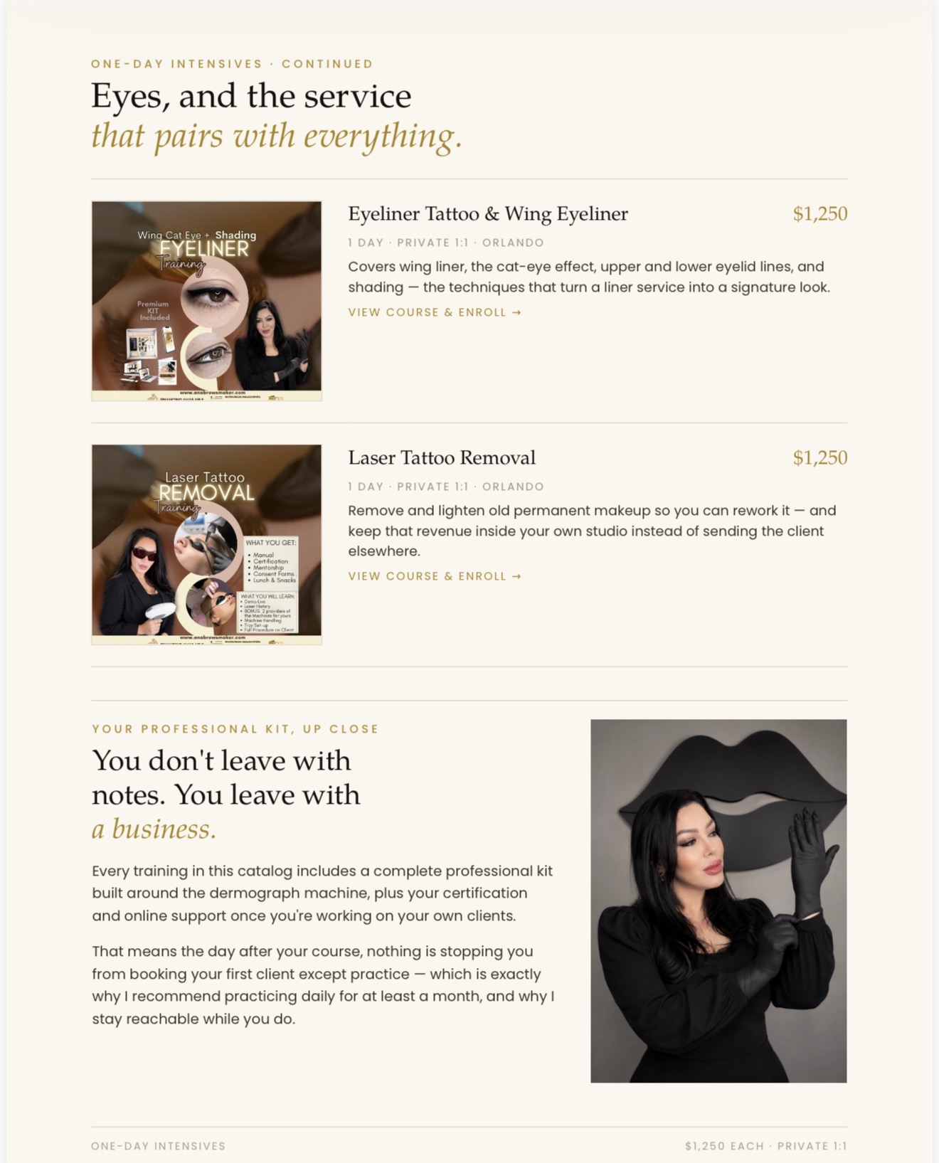 Eyeliner and laser tattoo removal courses